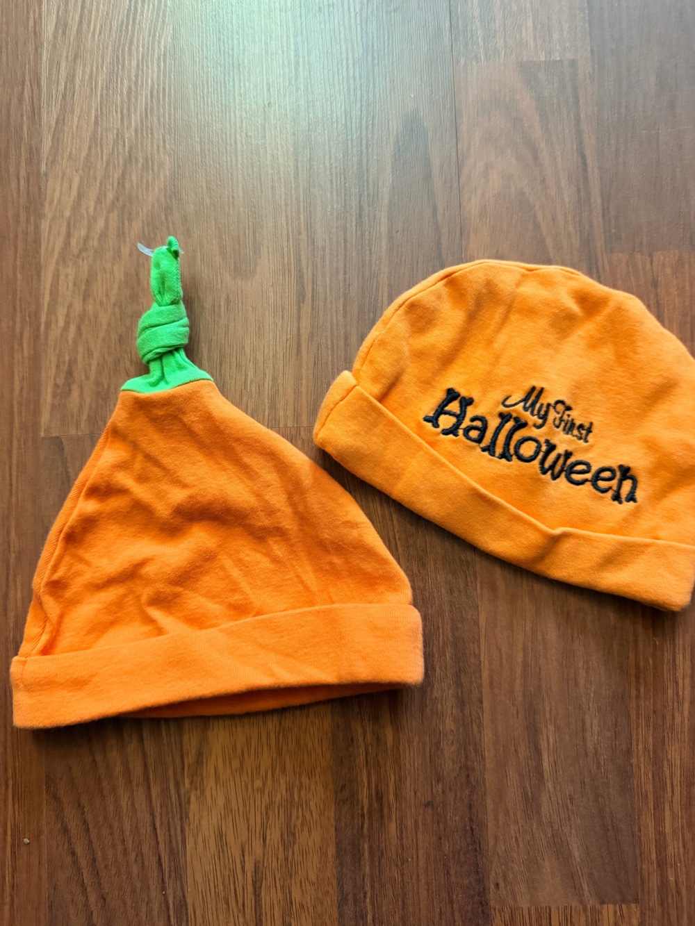 Carter's Orange Halloween Beanie Set with Green Knot